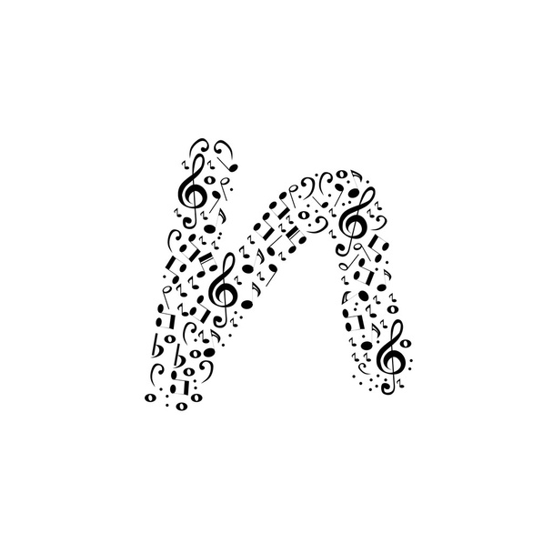 Abstracte vector alfabet - n gemaakt van muzieknoten - alfabet set - Vector, afbeelding