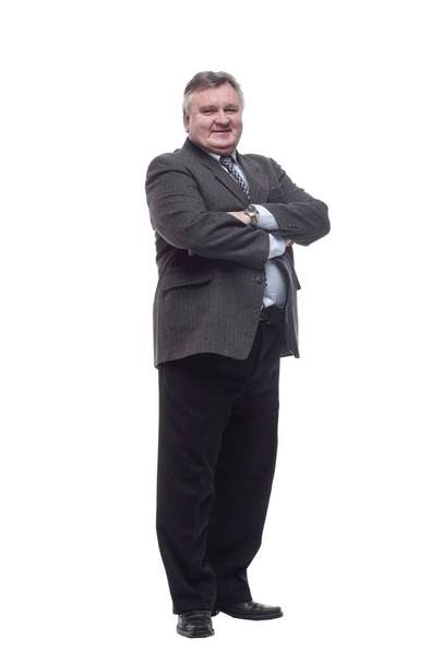 friendly man in a business suit . isolated on a white - Photo, image