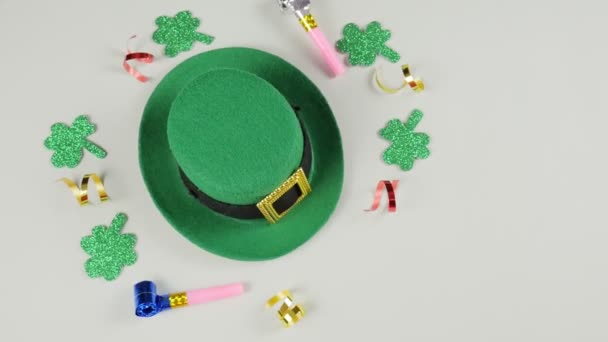 St. Patrick 's Day. Koboldhut. Blick von oben. 4K - Filmmaterial, Video