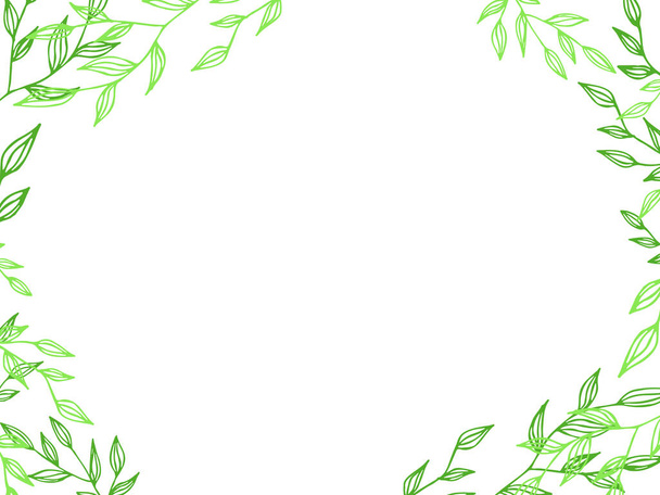 Spring lettering. Vector illustration with texture on a white background. A frame of green branches and leaves. - Vettoriali, immagini