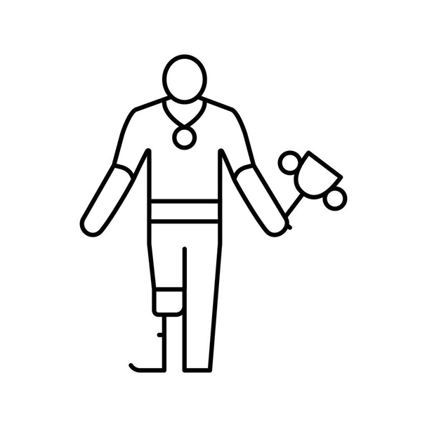 championship winner handicapped athlete line icon vector illustration - Vetor, Imagem