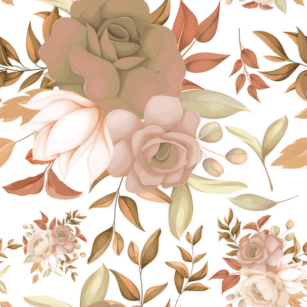 sweet brown floral seamless pattern design - Vektor, obrázek