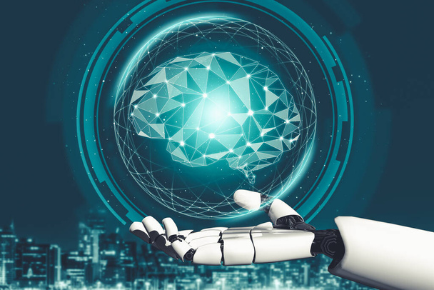 Футуристическое мышление об искусственном интеллекте робота-дроида - Фото, изображение