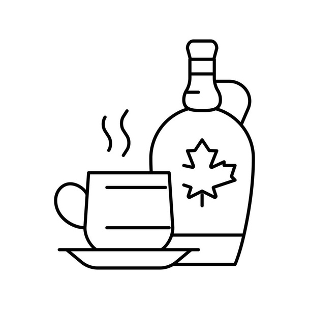 nápoj s javorovým sirupem řádek ikony vektorové ilustrace - Vektor, obrázek