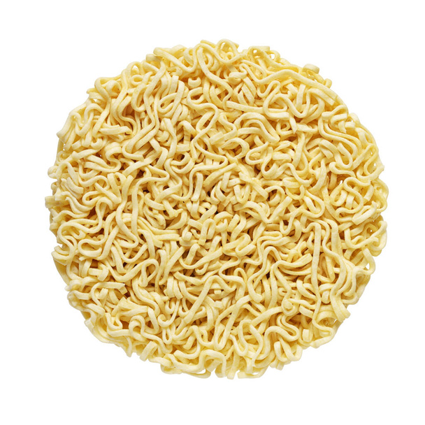 Dry uncooked instant noodles isolated on white background. - Photo, Image
