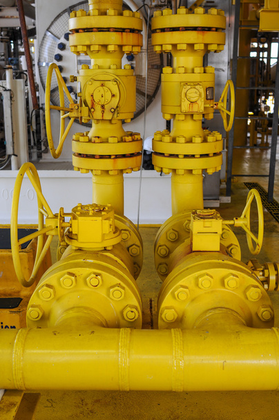 Valves manual in the process. Production process used manual valve to control the system - Photo, Image