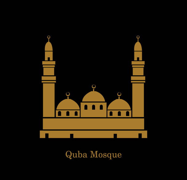 Mezquita Quba, icono del vector Medina. Masjed Quba ilustración vector de oro. - Vector, Imagen