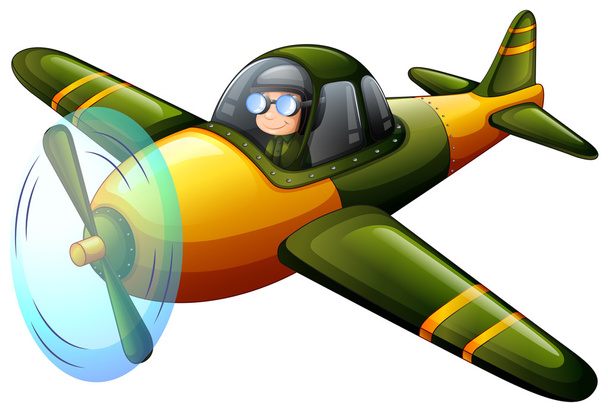 Зелений вінтажний літак
 - Вектор, зображення