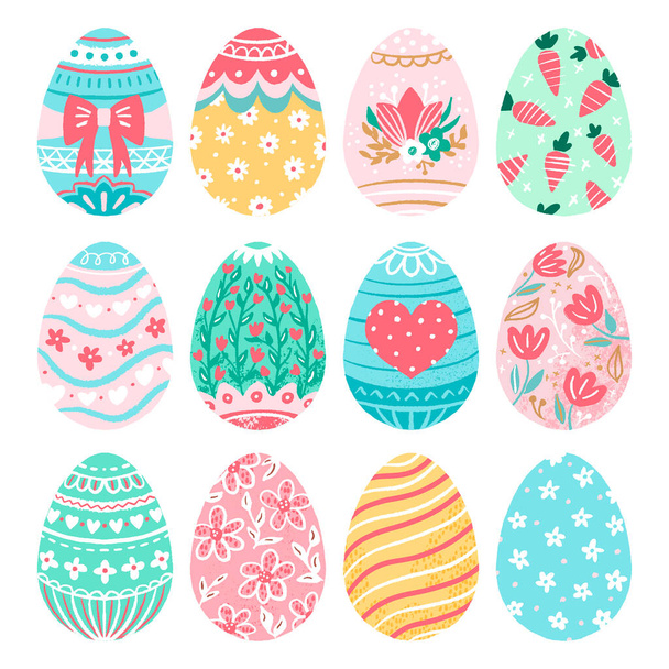 Feliz huevo de Pascua vector conjunto ilustración de dibujos animados - Vector, imagen