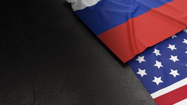 ビジネスやニュースのコンセプトのための米国とロシアの旗3Dレンダリング - 写真・画像