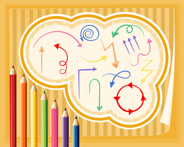 Hand drawn doodle icons with colour pencils illustration - Vector, Image