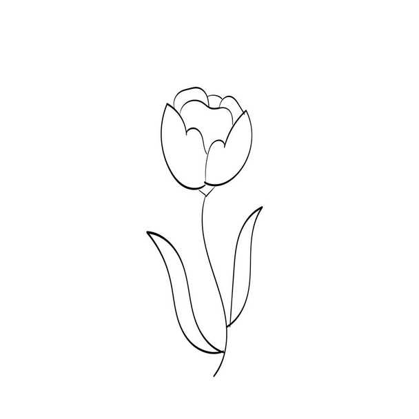 Flower line σχέδιο τέχνης για εκτύπωση ή χρήση ως αφίσα, κάρτα, φυλλάδιο, τατουάζ ή T Shirt - Διάνυσμα, εικόνα