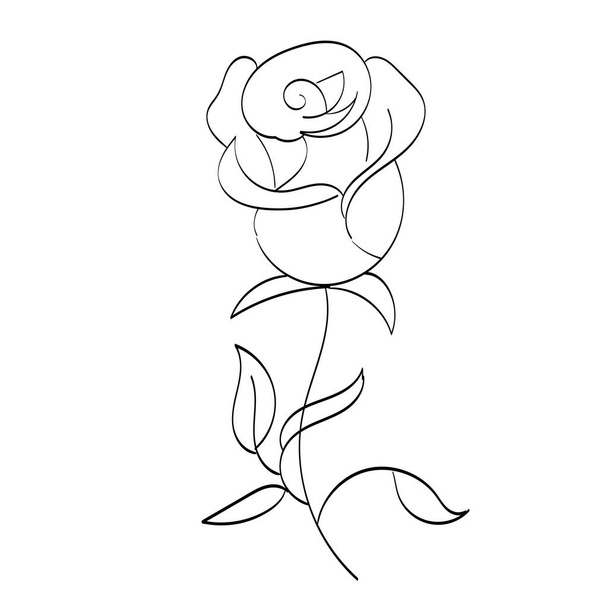 Design de arte de linha de flor para impressão ou uso como pôster, cartão, panfleto, tatuagem ou camiseta - Vetor, Imagem