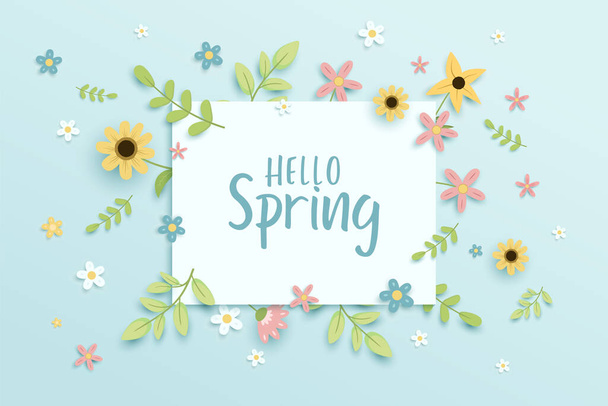 Beautiful hand drawn spring flower background - Vector, Image