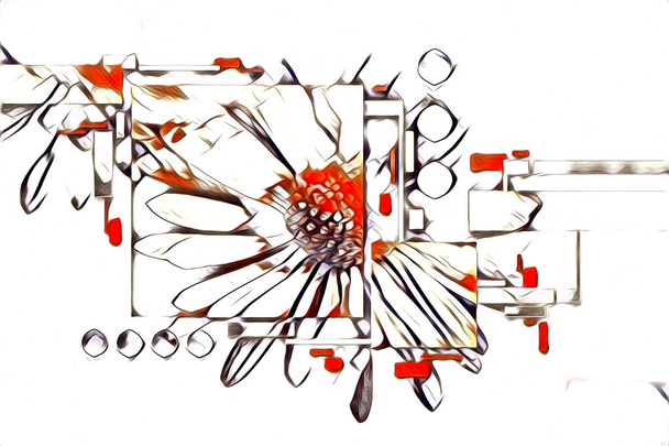 Vintage background with art illustration flower painting - Photo, image