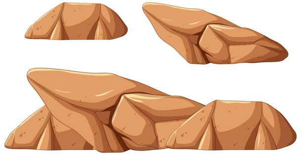 Set von braunen Steinen in verschiedenen Formen Illustration - Vektor, Bild