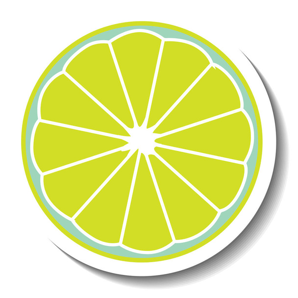 Sliced lime in cartoon style illustration - Vector, Imagen