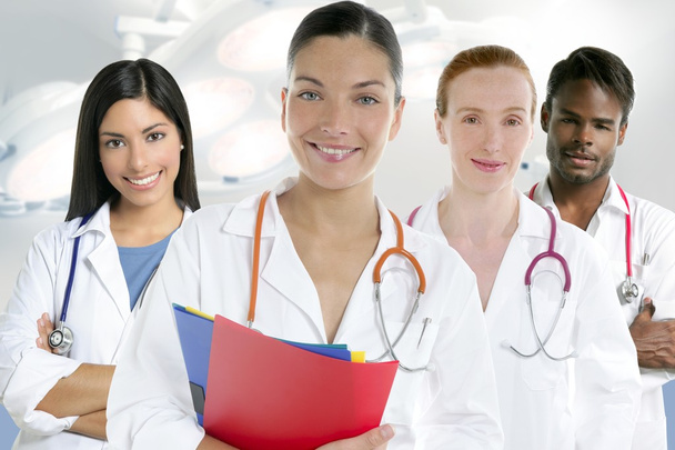 Doctors team group in a row white background - Φωτογραφία, εικόνα