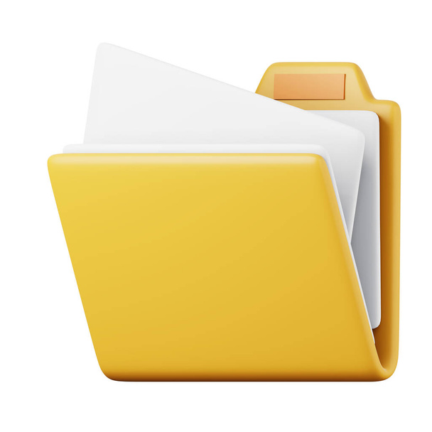 Full documents folder high quality 3D render illustration. File organisation and protection concept computer icon. - Photo, image