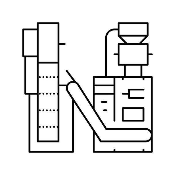 csomagolás teagyár gép vonal ikon vektor illusztráció - Vektor, kép
