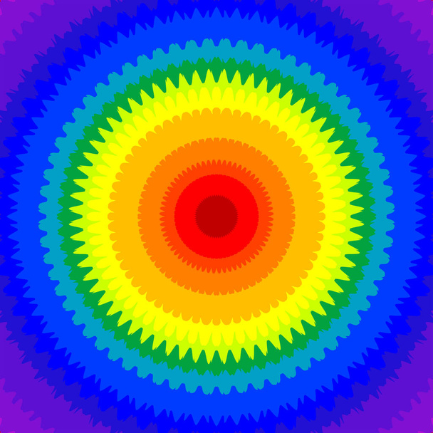 Concentric circle in the colors of the chakras - Vector, Image