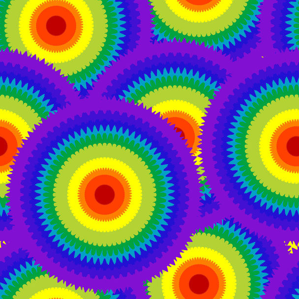 Концентрические круги в цветах чакр бесшовный узор - Вектор,изображение