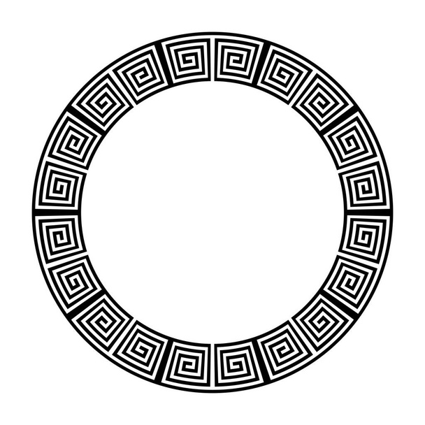 Ornamento geométrico abstrato com motivo meandro grego para moldura de círculo decorativo. Arte vetorial. - Vetor, Imagem