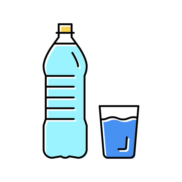 μπουκάλι και κύπελλο εικονίδιο διάνυσμα χρώμα νερού εικονογράφηση - Διάνυσμα, εικόνα