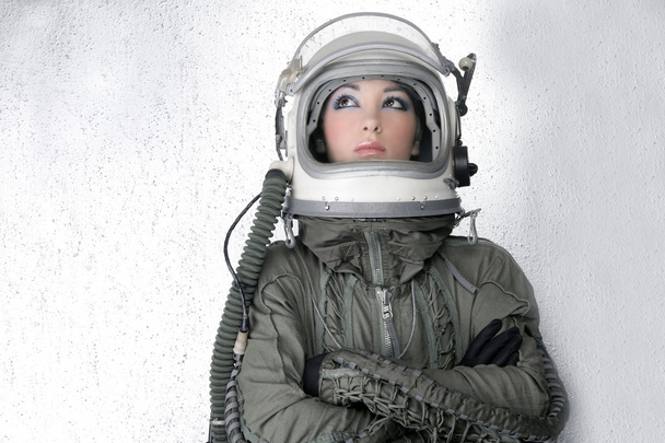 Aircraft astronaut spaceship helmet woman fashion - Foto, Imagem