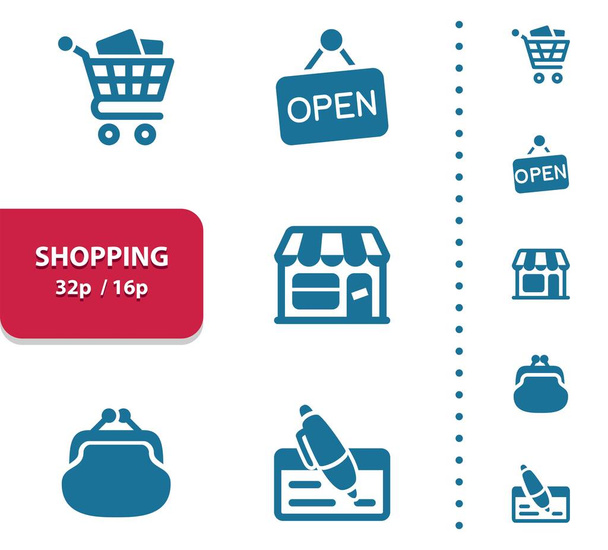 Iconos de compras (aumento de 4x para una vista previa). - EPS 10 icono del vector - Vector, imagen