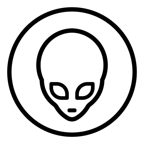 Icône plate de tête extraterrestre isolée sur fond blanc - Vecteur, image