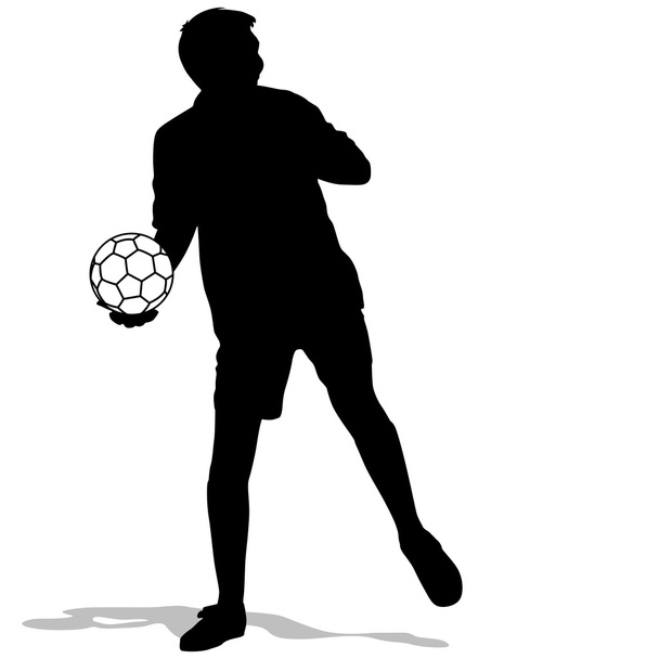 silhouettes de joueurs de football avec le ballon. Illustration vectorielle - Vecteur, image