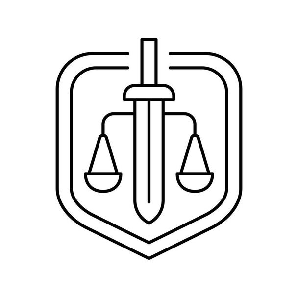 igazságügyi törvény vonal ikon vektor illusztráció - Vektor, kép