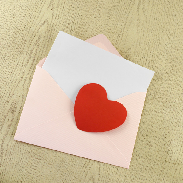 red heart with pink envelope - Foto, Imagen
