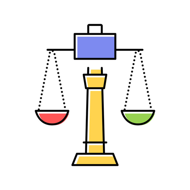 escala de justicia icono de color vector ilustración - Vector, Imagen