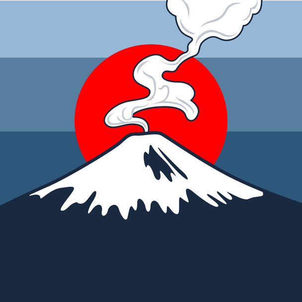 Japanese Mount Fuji and Smoke - Vector, Image