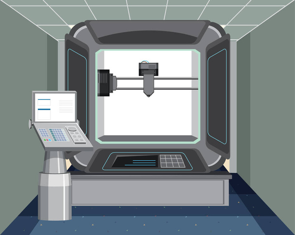 Illustrazione di una macchina modello stampante 3D - Vettoriali, immagini