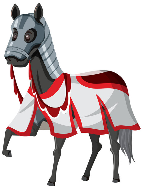 Cavalo usando armadura isolada sobre fundo branco ilustração - Vetor, Imagem