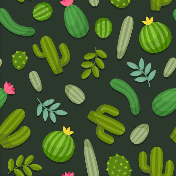 Cactus Seamless Pattern on White Background. Vector - Vector, imagen