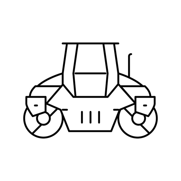 illustration vectorielle d'icône de ligne de machine de construction de route à rouleaux - Vecteur, image