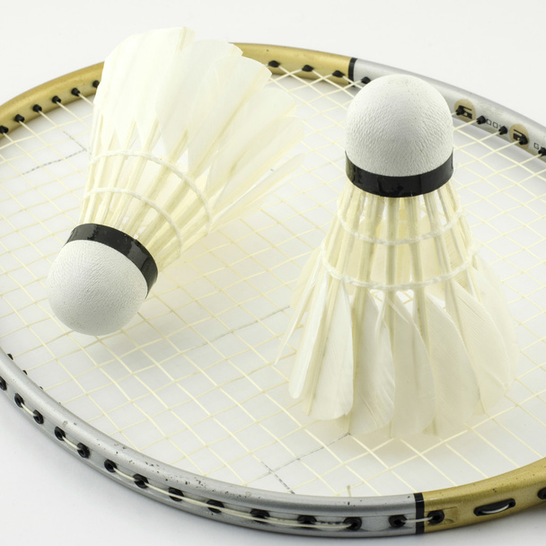 racket badminton with shuttle cock - Foto, afbeelding