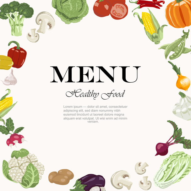 Vegetarian meals are available. Vegetable background with an inscription in the center - Vetor, Imagem
