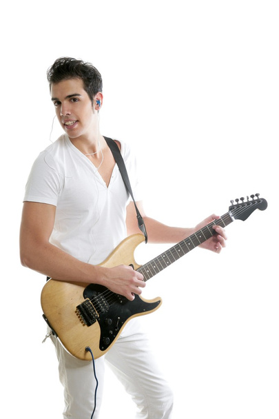 Musician young man playing electric guitar - Foto, Imagem