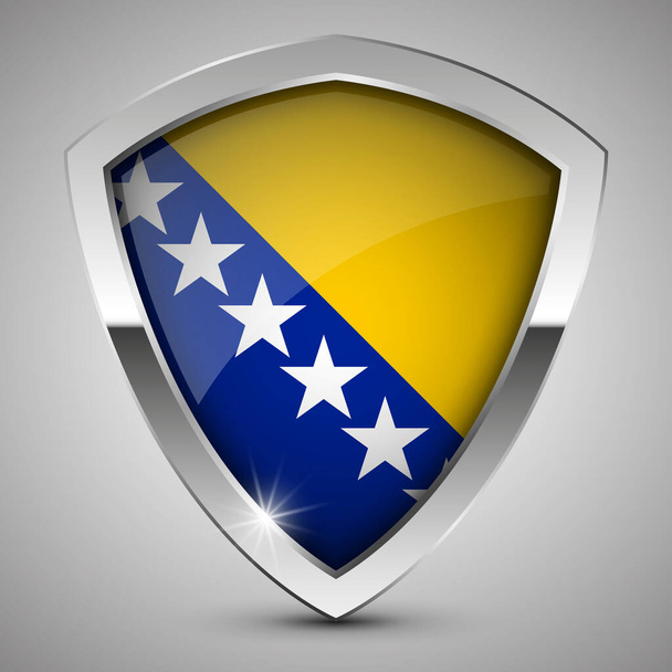 EPS10 Vector escudo Patriótico com bandeira da Bósnia. Um elemento de impacto para o uso que você quer fazer dele. - Vetor, Imagem