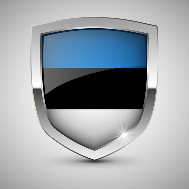 EPS10ベクトルエストニアの旗を持つ愛国的な盾。あなたがそれを作りたい使用のための影響の要素. - ベクター画像