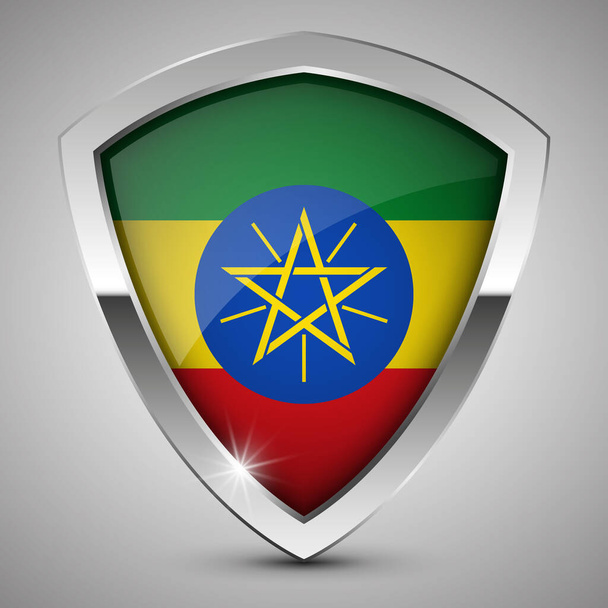EPS10ベクトルエチオピアの旗を持つ愛国的な盾。あなたがそれを作りたい使用のための影響の要素. - ベクター画像
