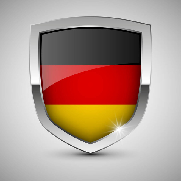 EPS10 Διάνυσμα Patriotic ασπίδα με σημαία Γερμανίας. Ένα στοιχείο πρόσκρουσης για τη χρήση που θέλετε να κάνετε από αυτό. - Διάνυσμα, εικόνα
