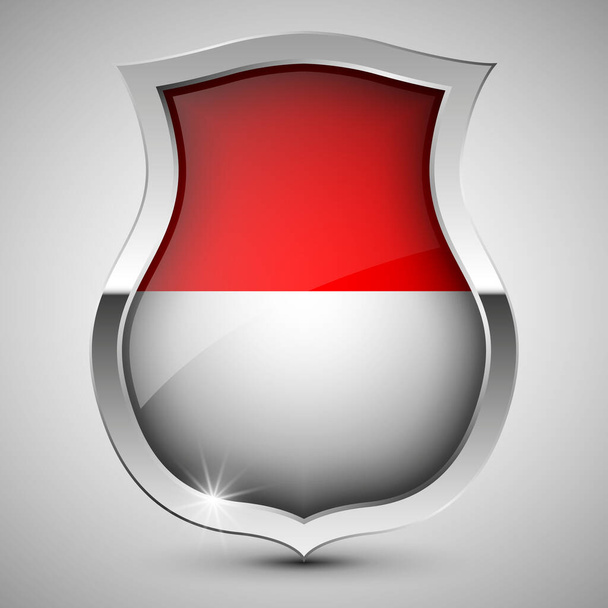 EPS10 Scudo patriottico vettoriale con bandiera dell'Indonesia. Un elemento di impatto per l'uso che ne vuoi fare. - Vettoriali, immagini