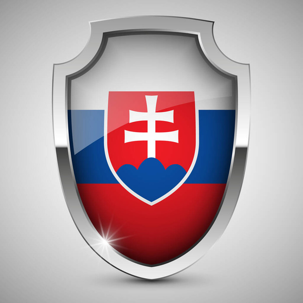 EPS10 Διάνυσμα Patriotic ασπίδα με σημαία της Σλοβακίας. Ένα στοιχείο πρόσκρουσης για τη χρήση που θέλετε να κάνετε από αυτό. - Διάνυσμα, εικόνα