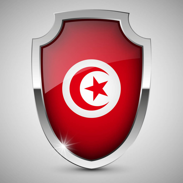 EPS10 Vector escudo Patriótico com bandeira da Tunísia. Um elemento de impacto para o uso que você quer fazer dele. - Vetor, Imagem